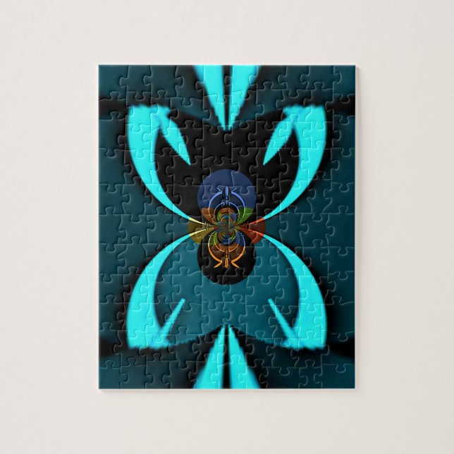 Cyan Abstract Art Print Jigsaw Puzzle (Vertical)