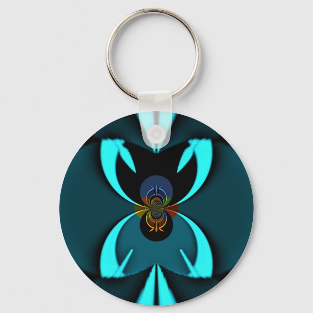 Cyan Abstract Art Print Key Ring (Front)