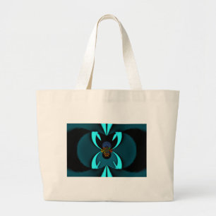Cyan Abstract Art Print Large Tote Bag