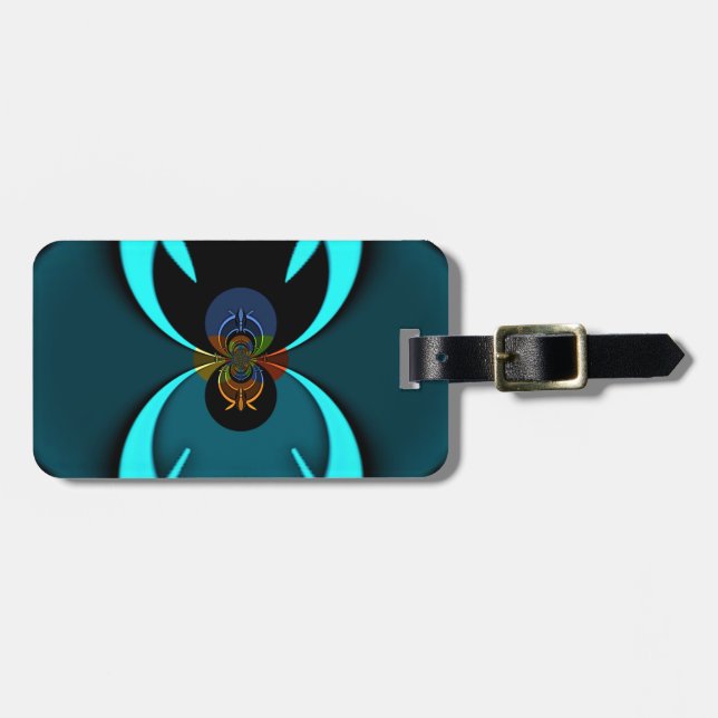 Cyan Abstract Art Print Luggage Tag (Front Horizontal)