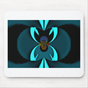 Cyan Abstract Art Print Mouse Pad