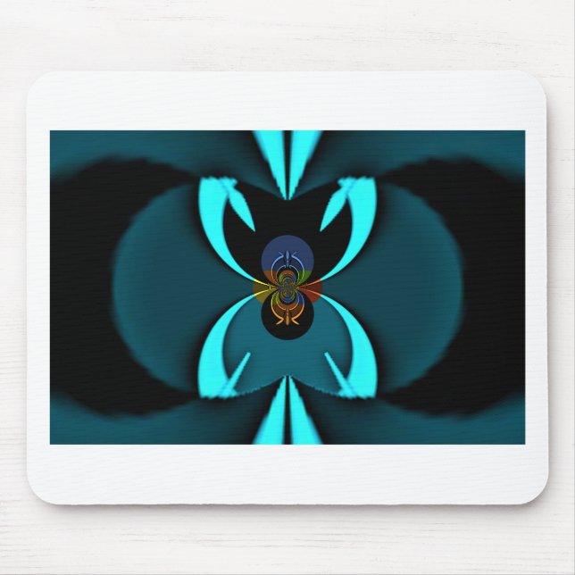 Cyan Abstract Art Print Mouse Pad (Front)