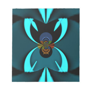 Cyan Abstract Art Print Notepad