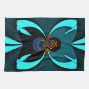 Cyan Abstract Art Print Tea Towel