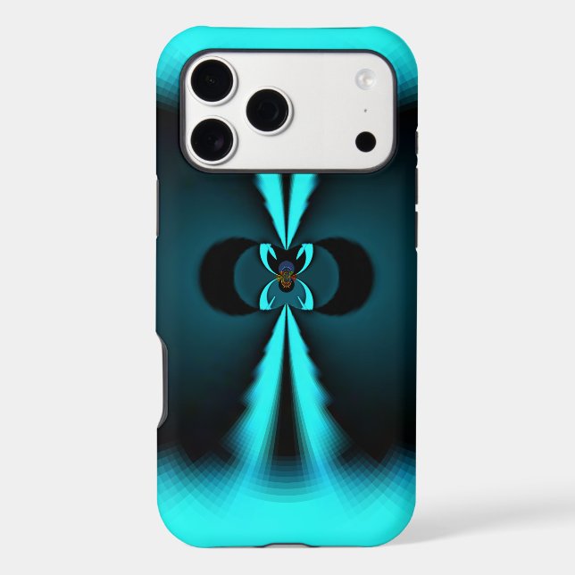 Cyan and Black Abstract Art Print (Back)