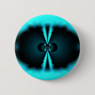 Cyan and Black Abstract Art Print 6 Cm Round Badge