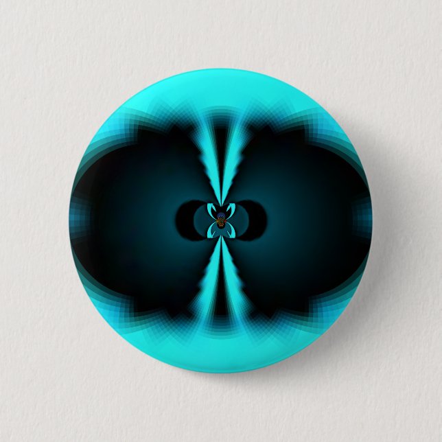 Cyan and Black Abstract Art Print 6 Cm Round Badge (Front)