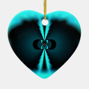 Cyan and Black Abstract Art Print Ceramic Ornament