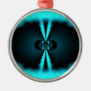 Cyan and Black Abstract Art Print Metal Tree Decoration