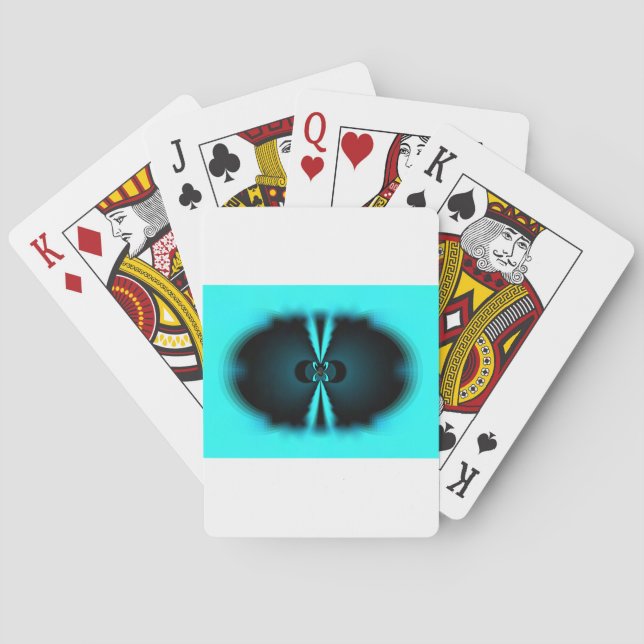 Cyan and Black Abstract Art Print Playing Cards (Back)