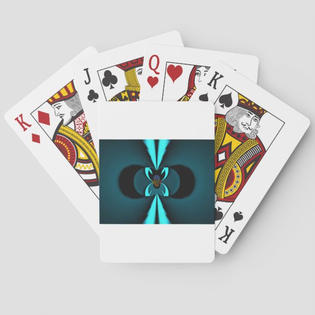 Cyan and Black Abstract Art Print Playing Cards (Back)