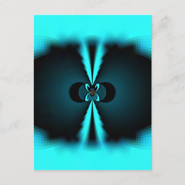 Cyan and Black Abstract Art Print Postcard (Front)