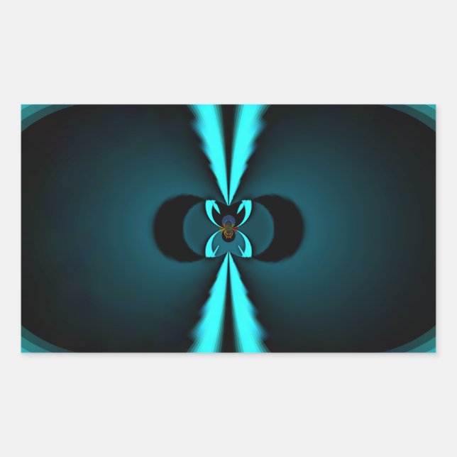 Cyan and Black Abstract Art Print Rectangular Sticker (Front)