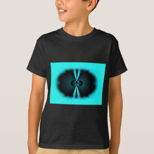 Cyan and Black Abstract Art Print T-Shirt