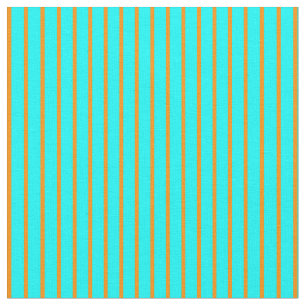 Cyan and Dark Orange Coloured Lined Pattern Fabric