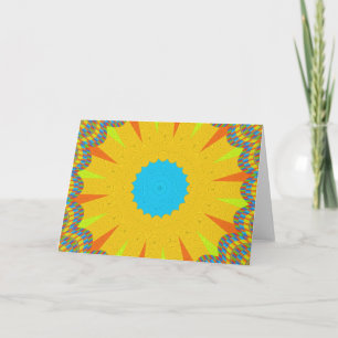 Cyan and Gold Mandala Art Print Card