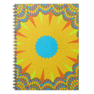 Cyan and Gold Mandala Art Print Notebook