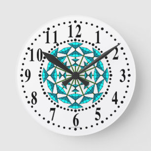 Cyan And Light Cyan Floral 147 Wall Clock