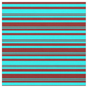 Cyan and Maroon Coloured Lines/Stripes Pattern Fabric