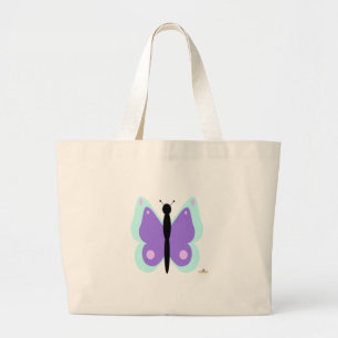 Cyan And Purple Butterfly Large Tote Bag
