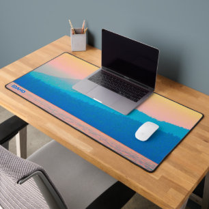 Cyan And Salmon Desk Mat