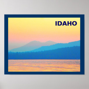 Cyan and Salmon Sunset Poster