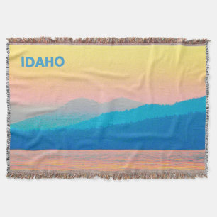 Cyan and Salmon Sunset Throw Blanket