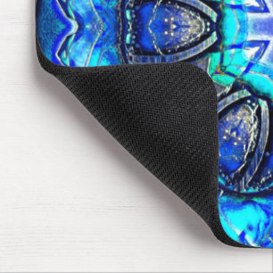 Cyan and very blue kaleidoscope of waxed paint thr mouse pad