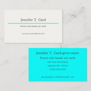 Cyan / Aqua Blue 00FFFF Single Solid Colour Business Card