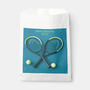 Cyan Birthday Party Rackets and Balls Tennis Favour Bag