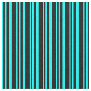 Cyan & Black Coloured Pattern of Stripes Fabric