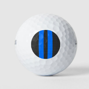 Cyan Blue Carbon Fibre Style Racing Stripes Golf Balls