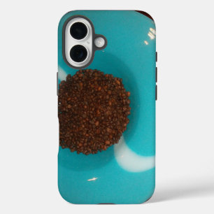 Cyan Blue Coffee Beans wonderful abstract design iPhone 16 Case