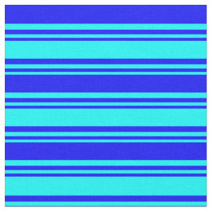 Cyan & Blue Coloured Pattern of Stripes Fabric