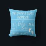 Cyan Blue Custom Baby Boy photo Birth stat Cushion<br><div class="desc">Cyan Blue Custom Baby Boy Photo Birth Stat Throw Pillow: Cherishing Precious Beginnings Celebrate the arrival of your bundle of joy with our Cyan Blue Custom Baby Boy Photo Birth Stat Throw Pillow. This beautifully designed pillow captures the essence of this special moment in your life. A Personal Touch: The...</div>