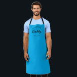 Cyan blue Custom Name Year Master Baker Daddy Apron<br><div class="desc">Lots of talent coming out of that kitchen. Encourage Master Baker Daddy to keep those sweet treats coming with this personalised, modern and unique apron. Customise the words and established year as you need. This dad apron is cyan blue with black type. Stylish typography style treatment. Makes for a great...</div>