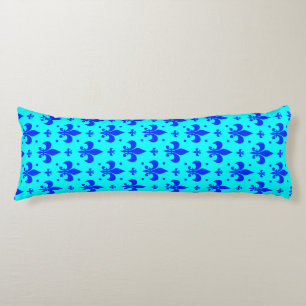 Cyan Blue Fleur-de-lis Pattern Design Body Cushion