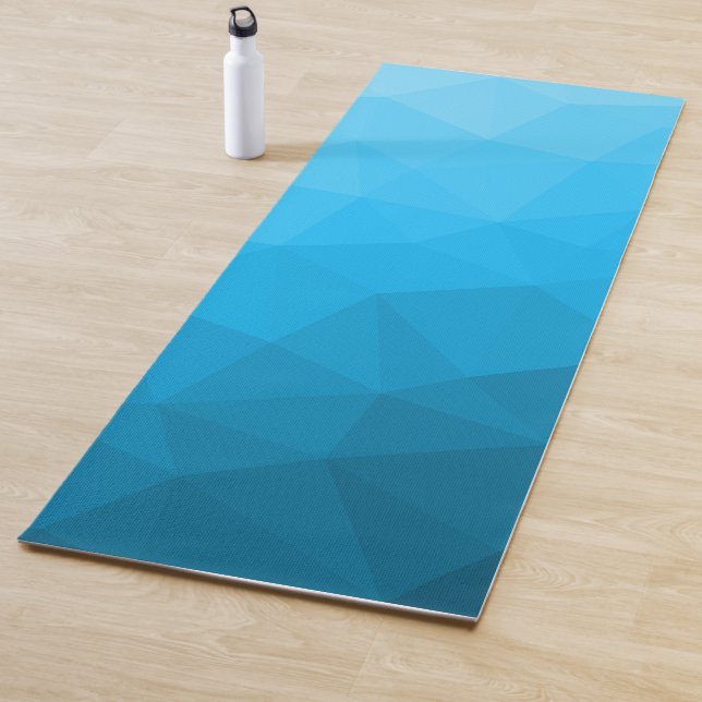 Cyan blue Gradient Geometric Mesh Pattern Yoga Mat (In Situ)