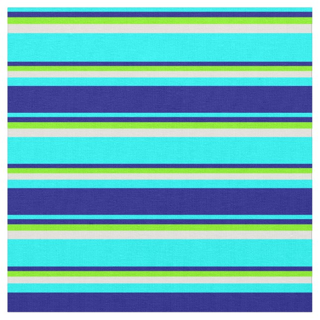 Cyan, Blue, Green, and Light Cyan Coloured Pattern Fabric (Close Up)