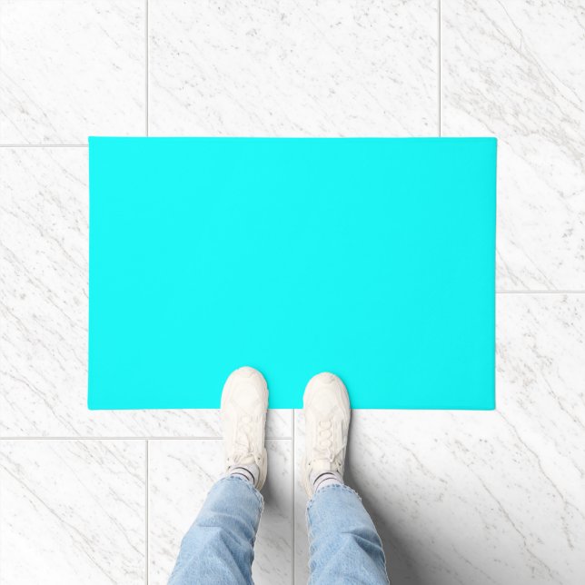 Cyan Blue Green Turquoise Solid Colour Doormat (Indoor)