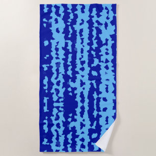 Cyan Blue Irregular Abstract Design Beach Towel