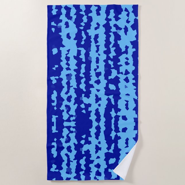 Cyan Blue Irregular Abstract Design  Beach Towel (Front)