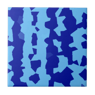 Cyan Blue Irregular Abstract Design Ceramic Tile