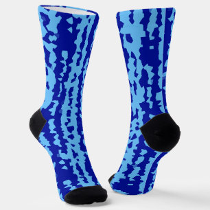 Cyan Blue Irregular Abstract Design  Socks