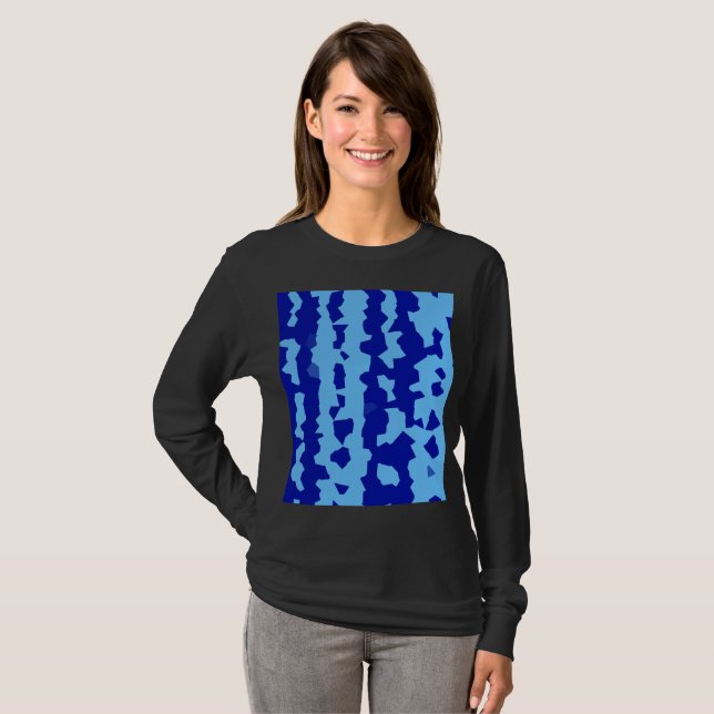 Cyan Blue Irregular Abstract Design  T-Shirt (Front Full)