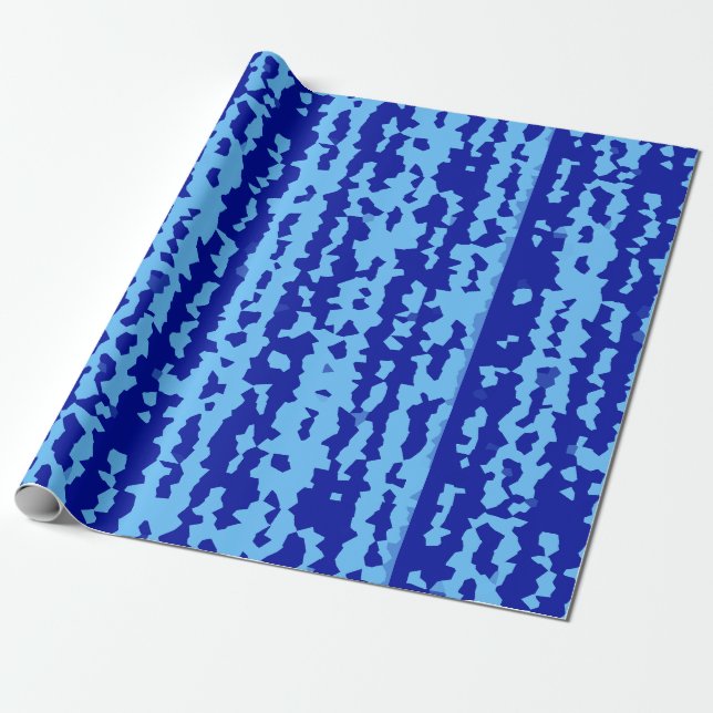 Cyan Blue Irregular Abstract Design  Wrapping Paper (Unrolled)