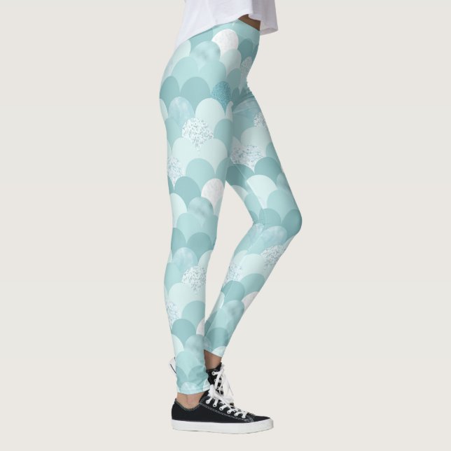 Cyan blue mermaid scales leggings (Right)