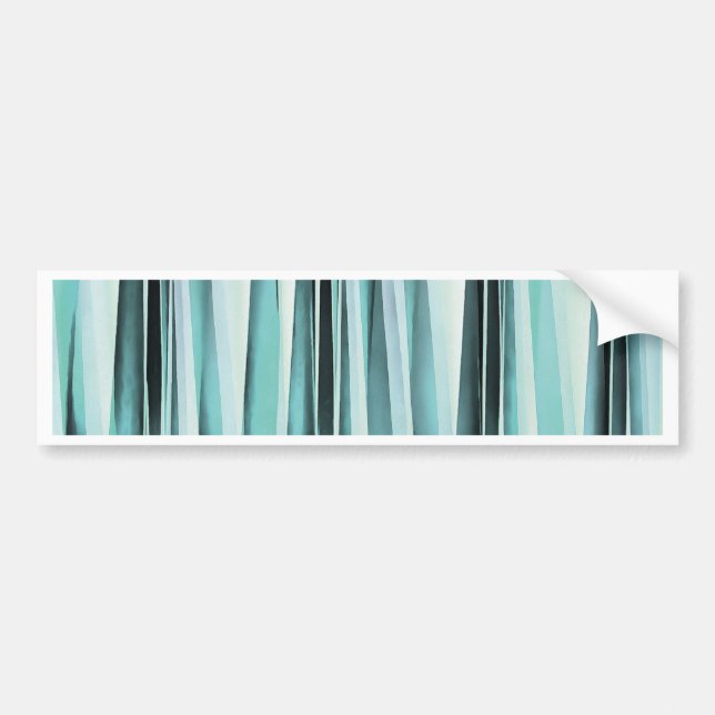 Cyan Blue Ocean Stripey Lines Pattern Bumper Sticker (Front)