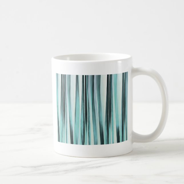 Cyan Blue Ocean Stripey Lines Pattern Coffee Mug (Right)