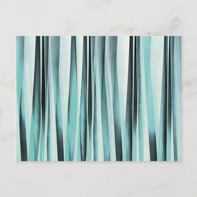 Cyan Blue Ocean Stripey Lines Pattern Postcard (Front)